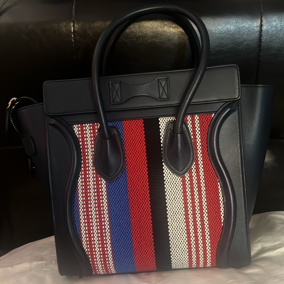 Celine Calfskin Stripped Canvas - Picture 6 of 13